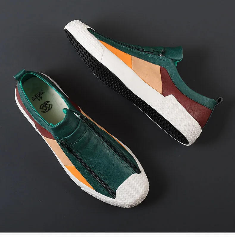 Triple Patchwork PU Leather Sneakers