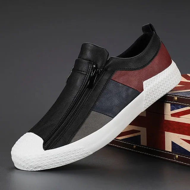 Triple Patchwork PU Leather Sneakers