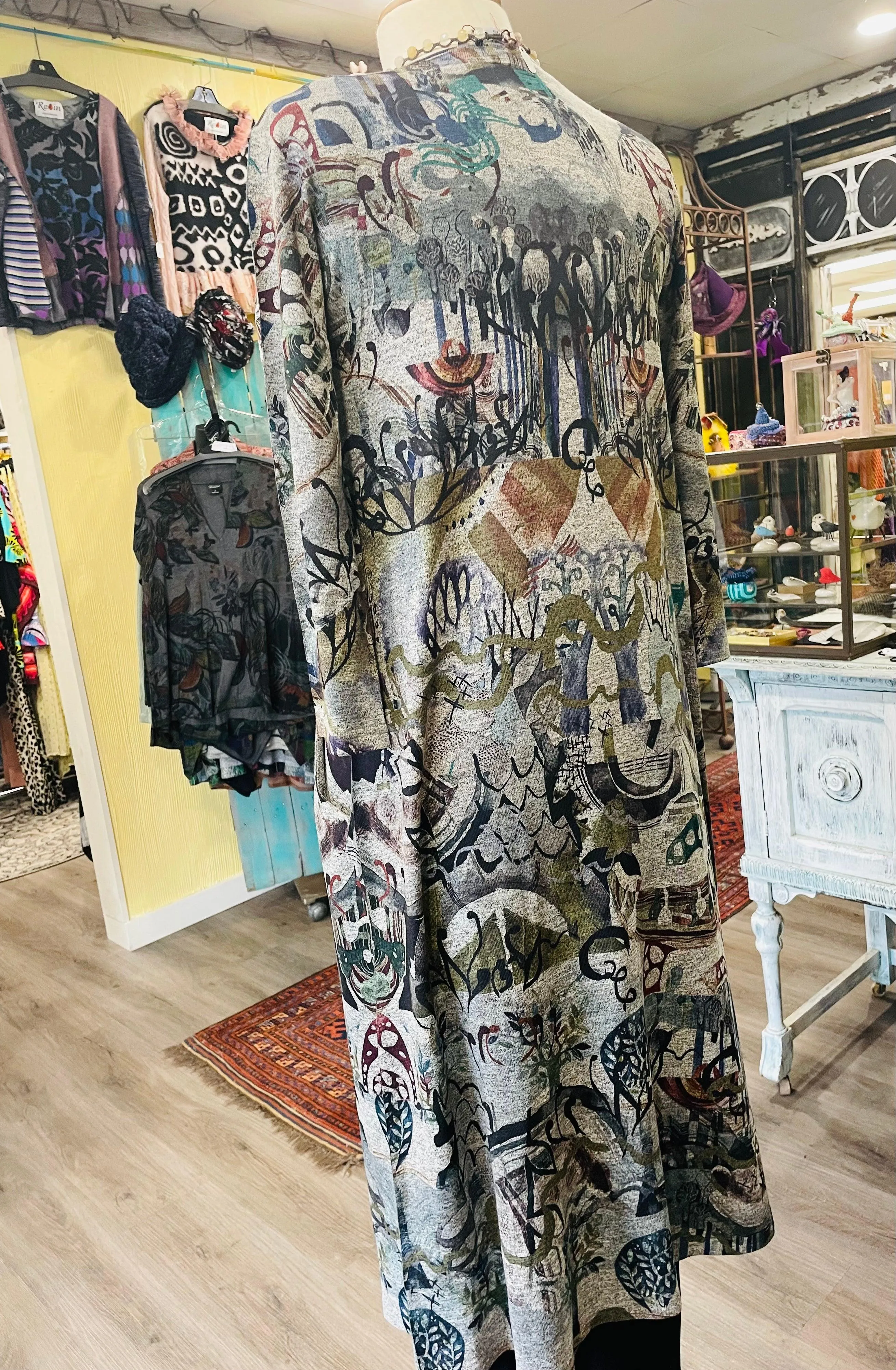 V Neck A Line Dress in Woodlands Print by Inoah