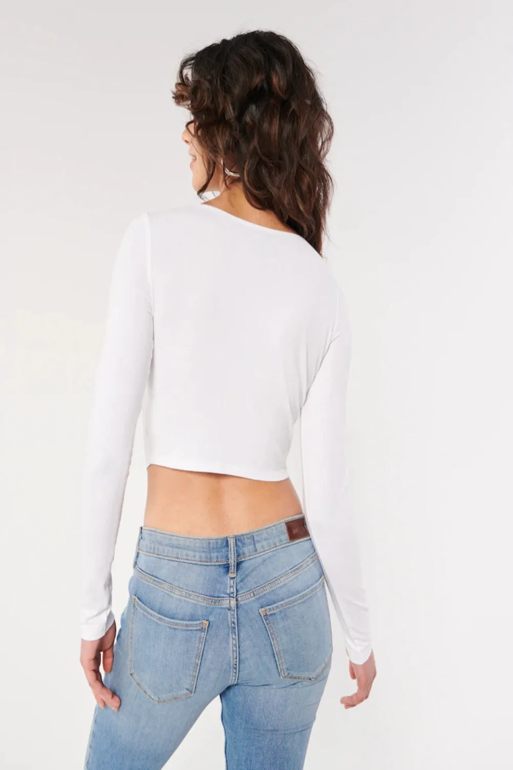 White Bandhana Hem-Ring Crop T-Shirt