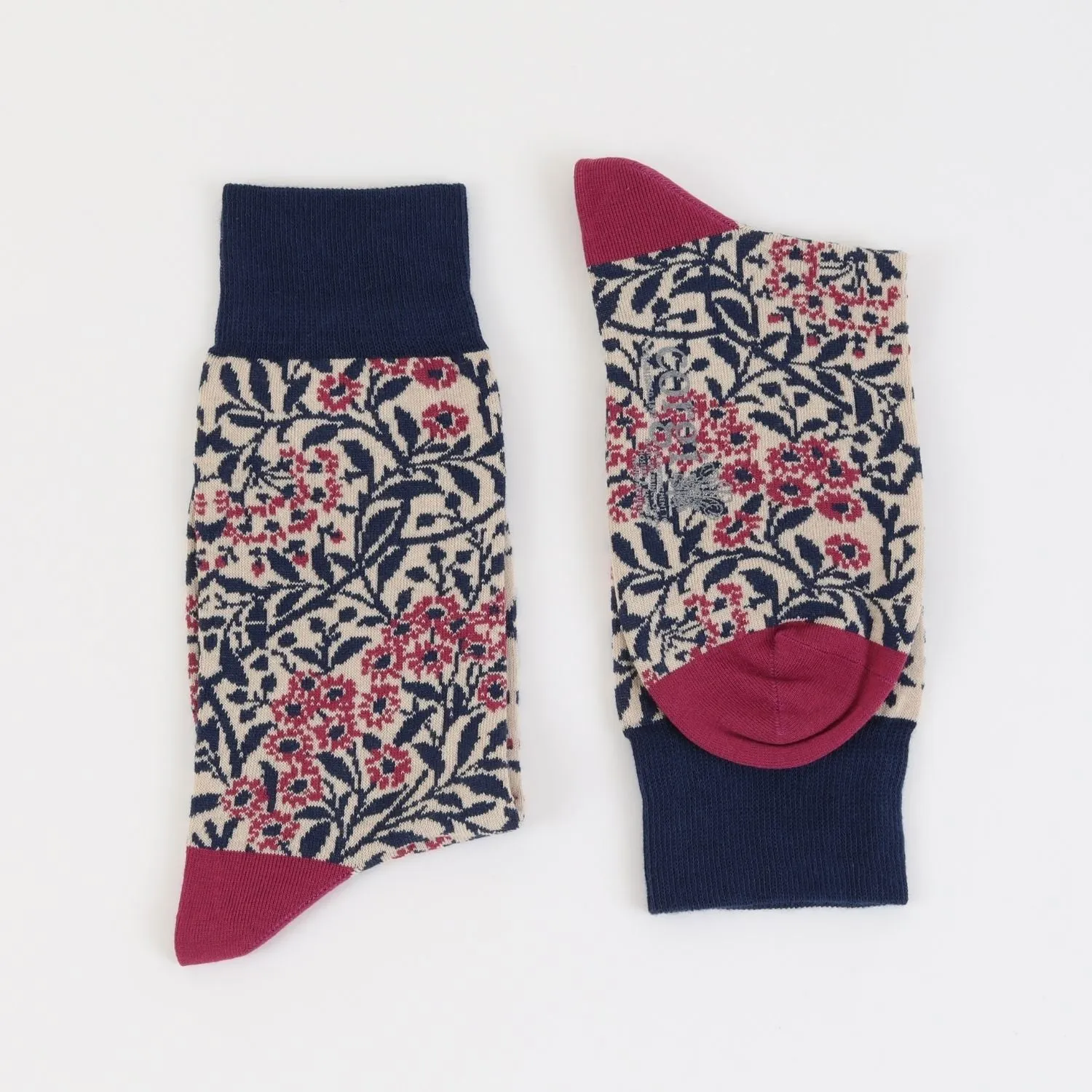 Women's William Morris Navy Daisy Cotton Socks