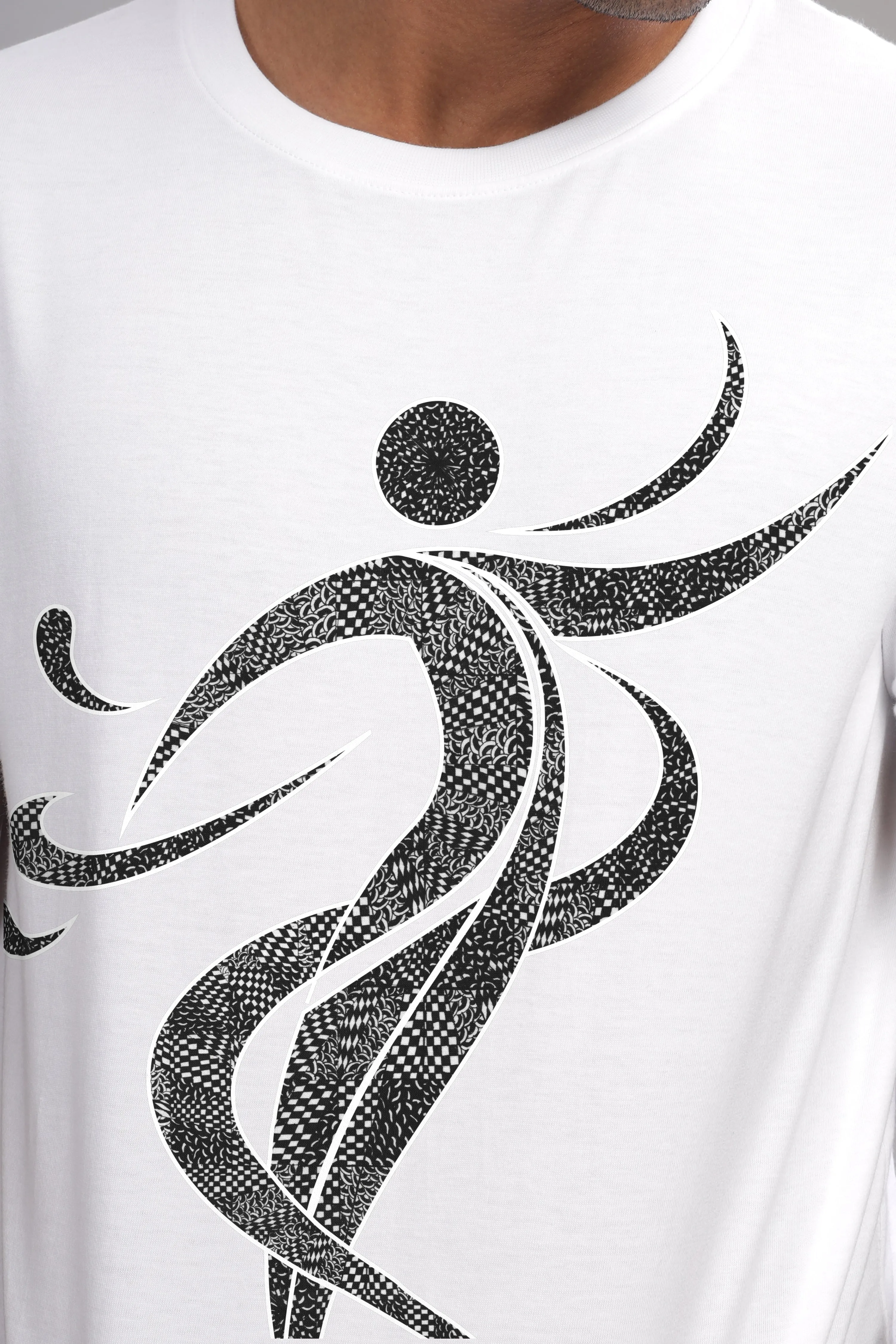 Zenswing - 100% Cotton Crewneck Unisex T-Shirt with Achromatic Zentangle Art Print